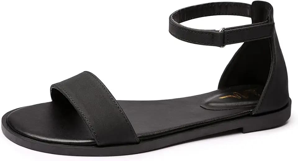 LM Women's Flat Sandals Open Toe One Band Ankle Strap Sandals Casual Summer Flat Sandals