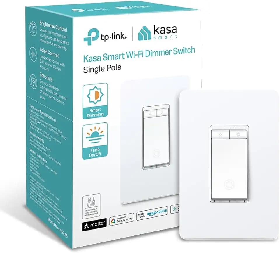 Kasa Matter Smart Dimmer Switch, KS225, Single Pole, Need Neutral Wire