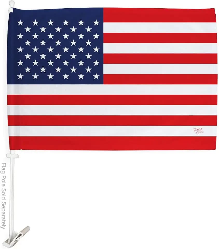 American Flag For Car Independence Day Flags Bandera Para Carros Window Clip Pole Mount Truck Rod Auto Accessories Decorations For 4th Of July Memorial 911 USA Poster Sign Gift For Him Patriotic Decor