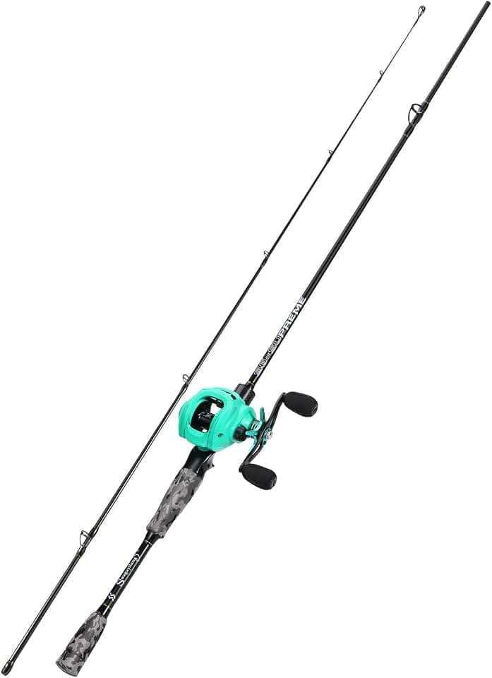 Sougayilang MX-2 Wurfangelrute und Baitcastrolle Combo, 1,8m/2,1m Baitcaster Combo - Raubfisch-Angelset für Hecht, Barsch, Zander
