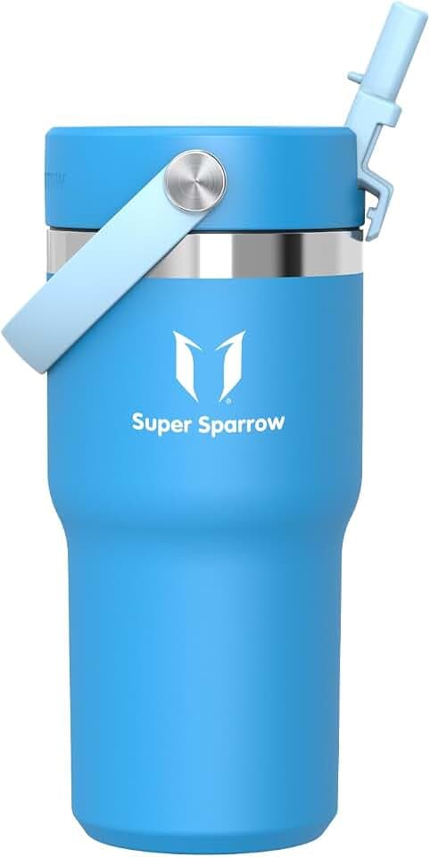 Sparrow Trinkflasche Edelstahl - Twistpath Thermosflasche mit Flex-Strohhalmdeckel - 620ml - BPA-frei Thermobecher & Auslaufsichere Thermoskanne - Kompatibel mit gängigen PKW-Getränkehaltern