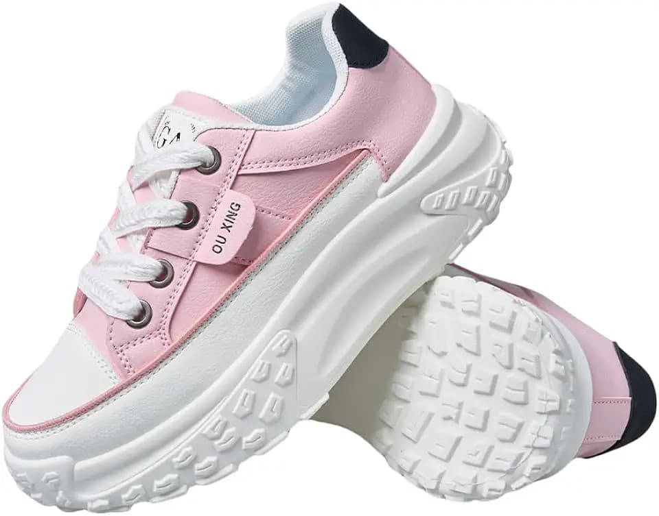 Sneakers for Women,Lace Up Thick Soled Non Slip Sports Shoes, Breathable, Stylish,Running,Shopping