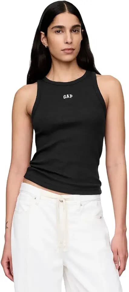 GAP Women's Logo Ribbed High Neck Tank
