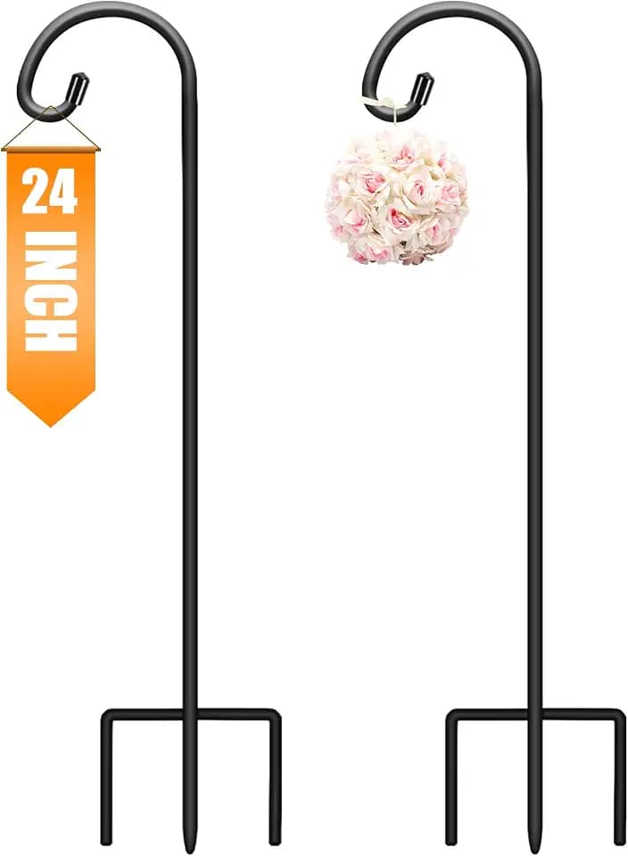 Gtongoko 24" Small Shepherd Hooks for Outdoor 2 Pack Garden Hooks for Decor