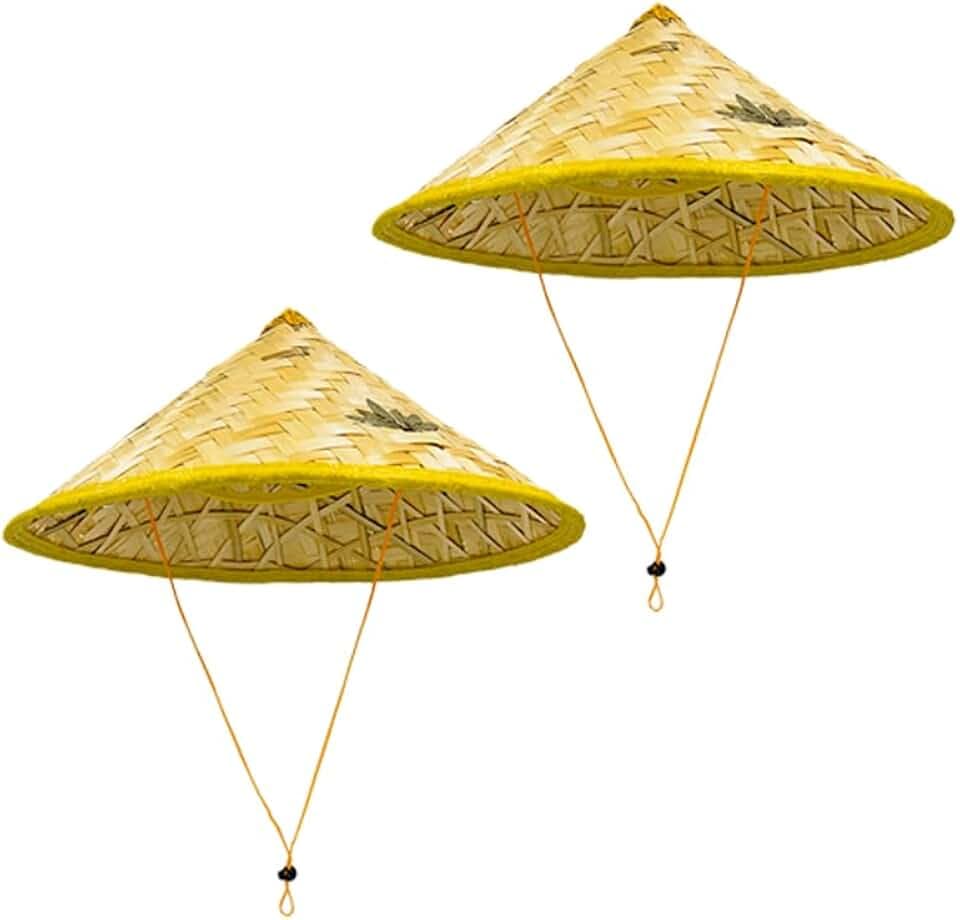 17" Chinese Bamboo Rice Conical Hat Lovers Matching Vietnamese Straw Hat