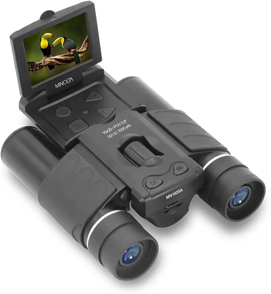 Minolta MN1025A 10x25 Roof Prism Digital Binoculars with 4K UHD Camera, Bla