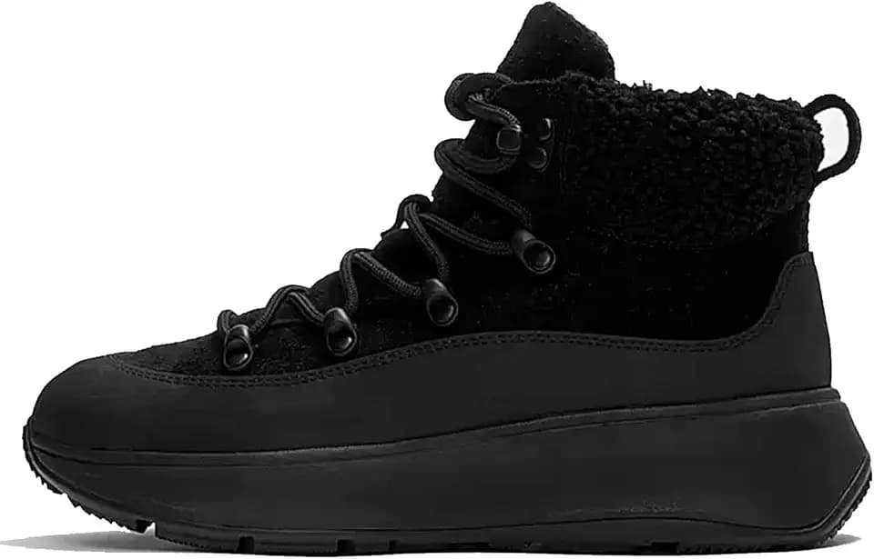 Fitflop Damen F-mode Teddy-collar Warm Suede Lace-up BootiesStiefelette