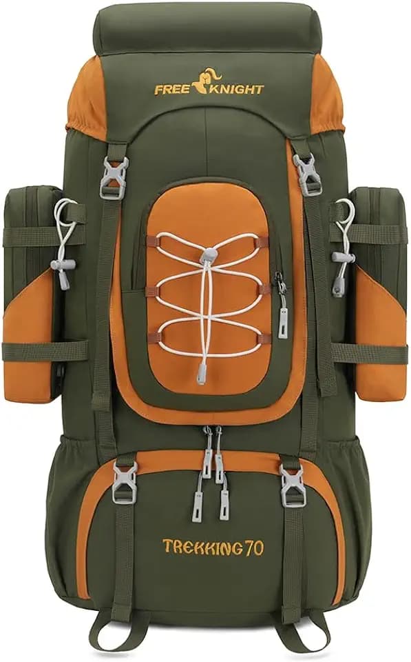 Bseash 70L (65+5) Wasserdichter Wanderrucksack mit Regenschutz, Outdoor-Sport, Reisen, Tagesrucksack für Klettern, Touren (Armeegrün)