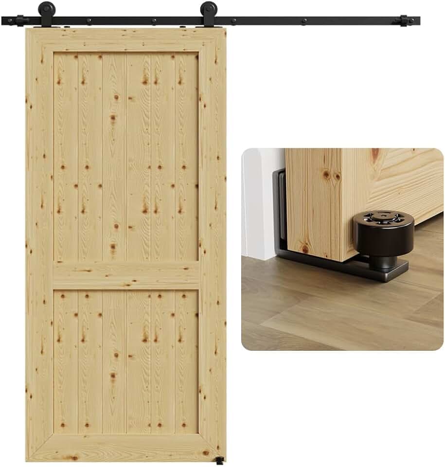 TSMST 183CM/6FT Schiebetürbeschläge Schiebetüren Schiebetürsystem Komplettset Laufschiene Rollen Set Verstellbare Bodenschienen T-Form