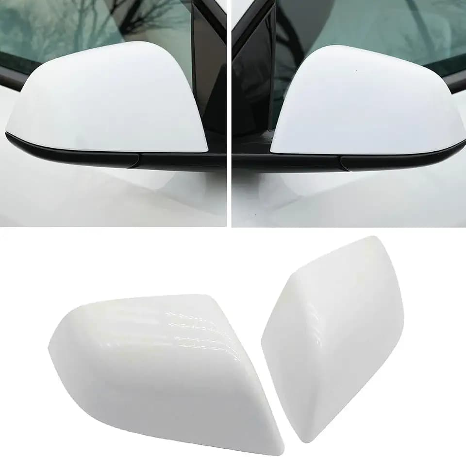 Left & Right Side Rearview Mirror Cover Cap For Tesla Model Y 2017-23 White
