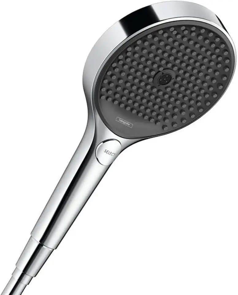 hansgrohe Rainfinity - wassersparender Duschkopf 9 l/min (EcoSmart), Handbrause mit 3 Strahlarten, runde Duschbrause (⌀ 130 mm), Sparduschkopf mit Antikalk-Funktion, Chrom