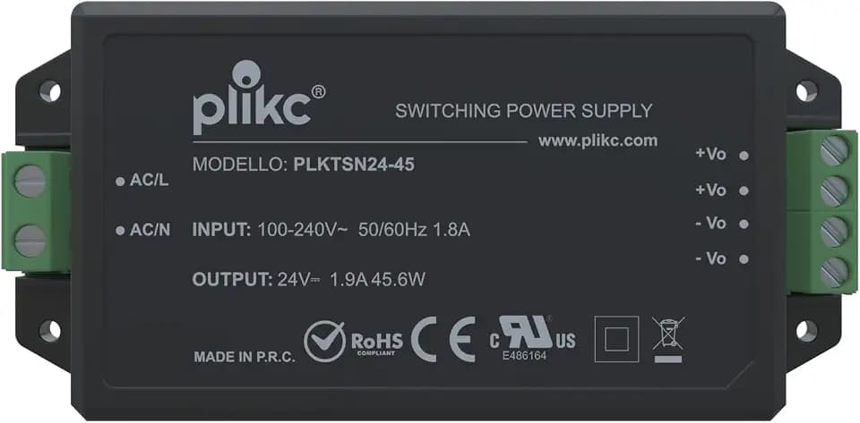 Plikc - Kompaktes Schaltnetzteil für LED-Streifen, Türsprechanlagen und andere Komponenten mit Gleichstrom. 100-240 V AC (24 VDC - 1,9 A - 45,6 W)