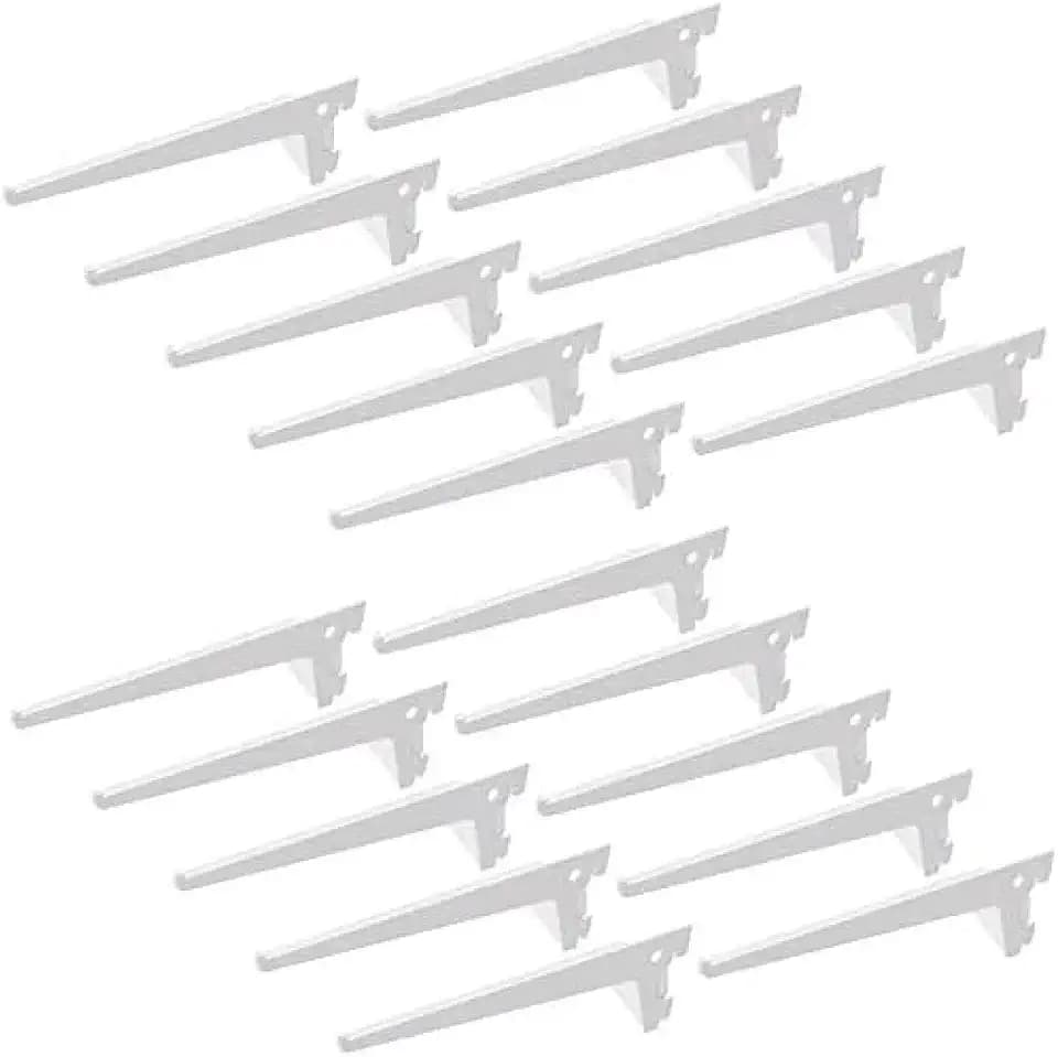 Emuca 7908112 Regalwinkel für Leistenprofil, einfache Bohrung, Durchlass 50 mm, weiß, 250mm, Set aus 20 Stück