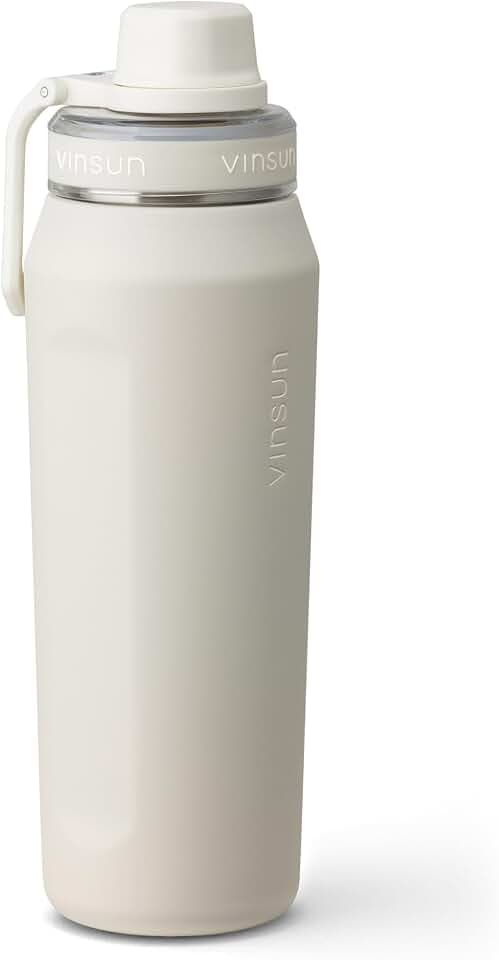 Vinsun Trinkflasche Edelstahl creme weiß 750ml - doppelwandig isoliert