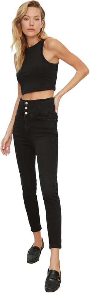 TRENDYOL Damen Detaillierte Hohe Taille Skinny Jeans