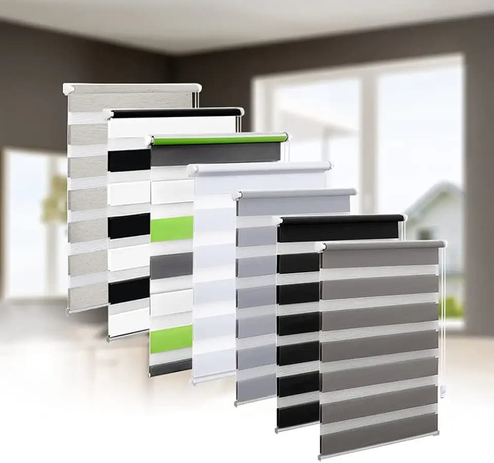 Eurohome Doppelrollo Klemmfix ohne Bohren, Duo Rollo,75cm x 130cm (Stoffbreite 71 cm) Grau Transparentes und undurchsichtiges Sichtschutz Rollo mit Klemmträgern für Fenster und Türen
