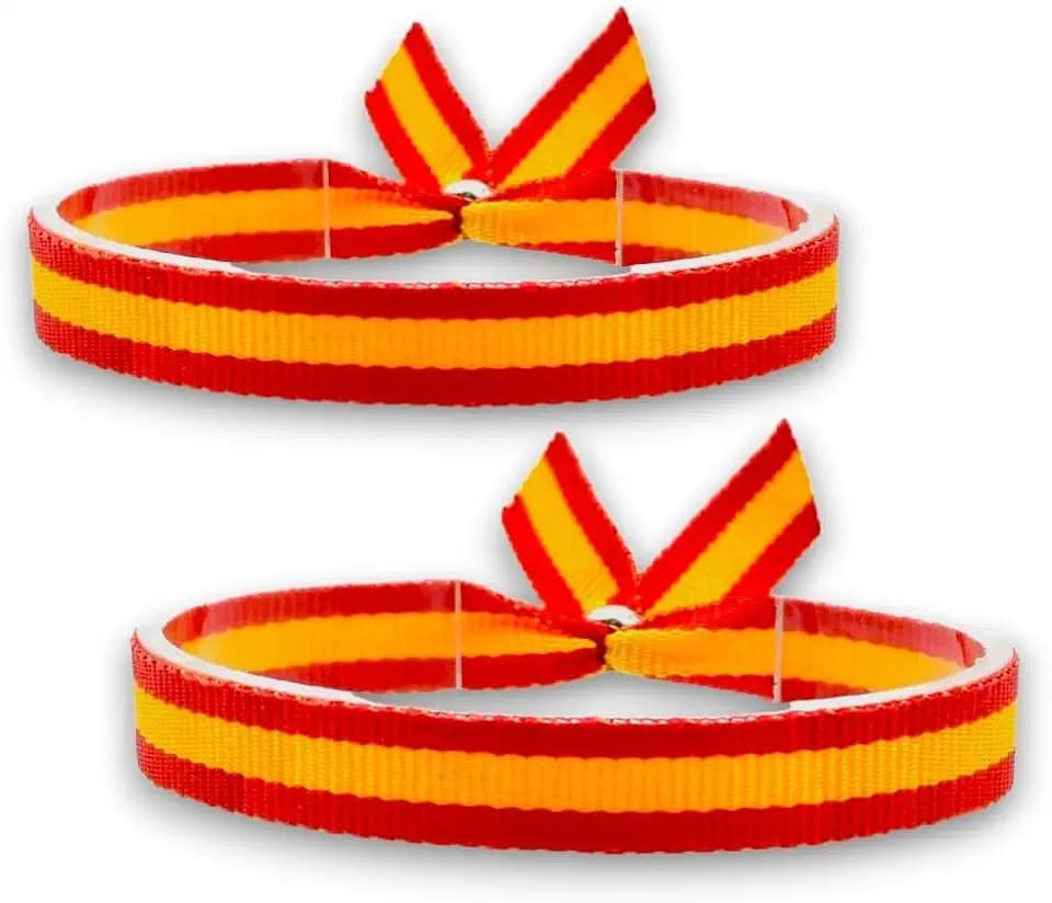 Armband aus spanischem Flaggenstoff mit verstellbarem Verschluss, Autoanhänger. Breite 10mm. Einheiten 2