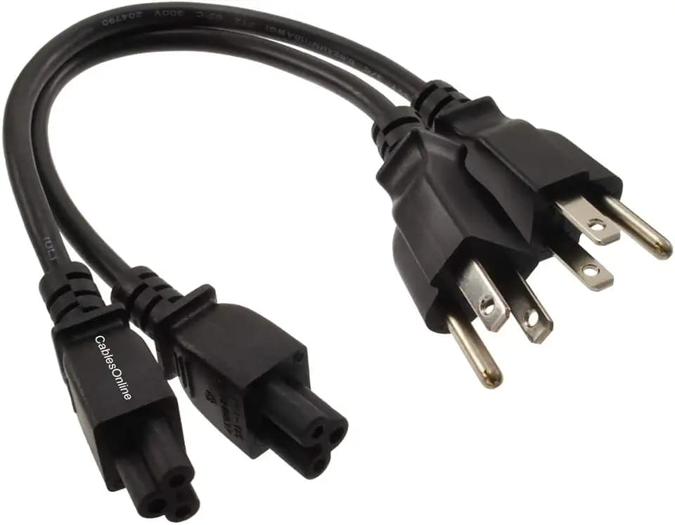 CablesOnline, 2-Pack 1ft 3-Prong Laptop/Notebook Short AC Power Cable, NEMA 5-15P to IEC-60320-C5 Plugs, PC-10801-2