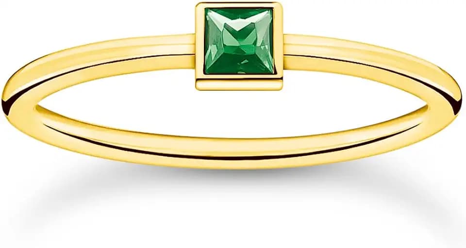 THOMAS SABO Ring mit grünem Stein gold 925 Sterlingsilber, 750 Gelbgold Vergoldung