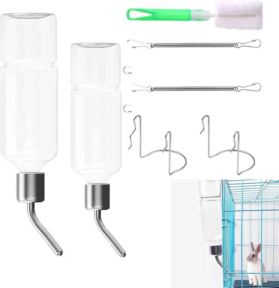 Nagertränke Auslaufsicher – Trinkflasche Meerschweinchen & Kaninchen -Kaninchen-Wasserflasche, Kaninchen-Trinkflaschen-Hasentränke & Hasen Trinkflasche für Käfig(2er Set 350ml + 180ml)