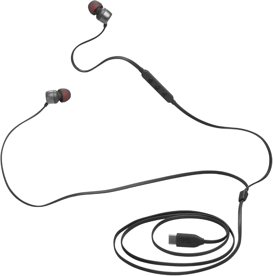 JBL Tune 310 C Kopfhörer – Kabelgebundene In-Ear-Kopfhörer mit JBL Pure Bass Sound, Mikrofon und USB-C-Anschluss – Schwarz