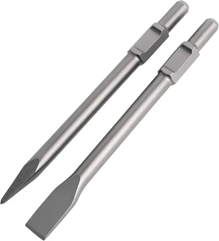 2Pcs 1-1/8" Hex Shank Concrete Breaker Chisel Set