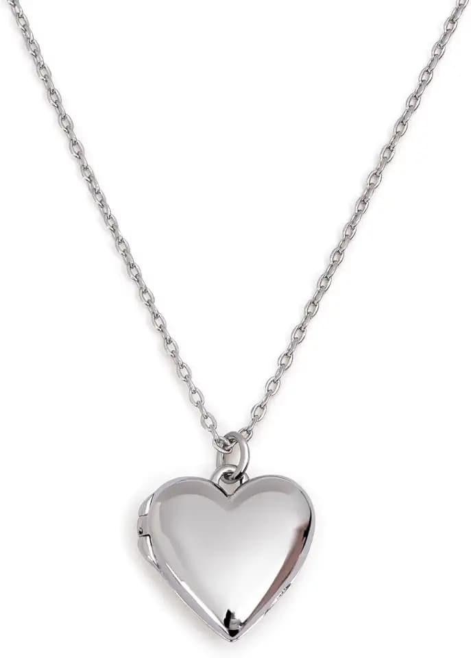 SINGULARU - Open Heart Halskette. Messing mit Rhodium-Beschichtung. Schmuck für Damen.