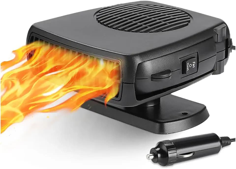Leaflai 12V Autoheizung 150W Tragbarer Auto-heizung Anti-Beschlag-Autoheizkörper Dieser Steckdosen-Zigarettenanzünder, 2-in-1-Heiz-/Kühl-Windschutzscheibenheizungsventilator