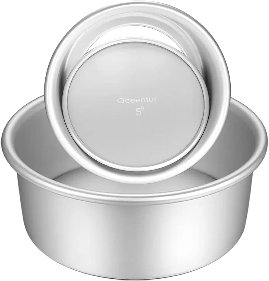 Kuchenform Rund Backformen Set aus Eloxiertem Aluminium Antihaftbeschichtung, mit Boden Abnehmbar (1, 2 Größen (5"/ 7"))