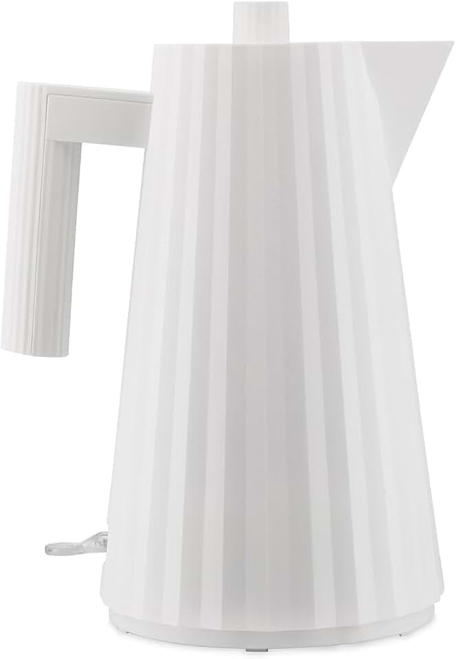 Alessi Plissé MDL06 W - Elektrischer Wasserkocher aus Thermoplastischem Harz, Europäischer Stecker 2400W, 170 cl, Weiß