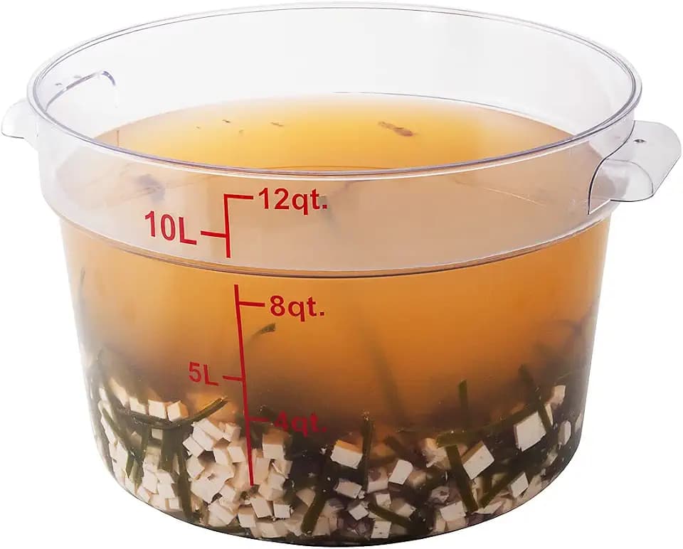Restaurantware 12 qt Round Clear Plastic Food Storage Container, 10 Pack