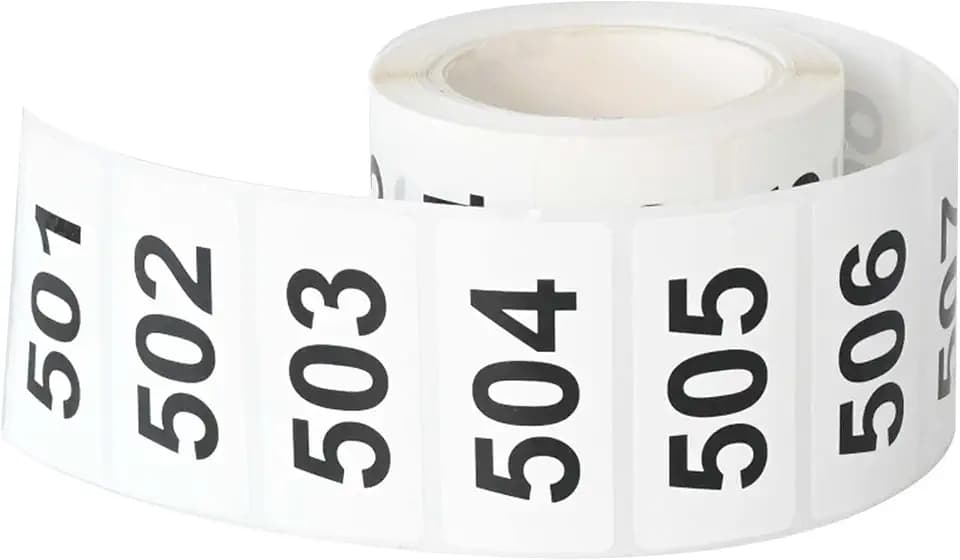 DGBDPACK 2 x 1 Inch Numbered Inventory Stickers 501-1000