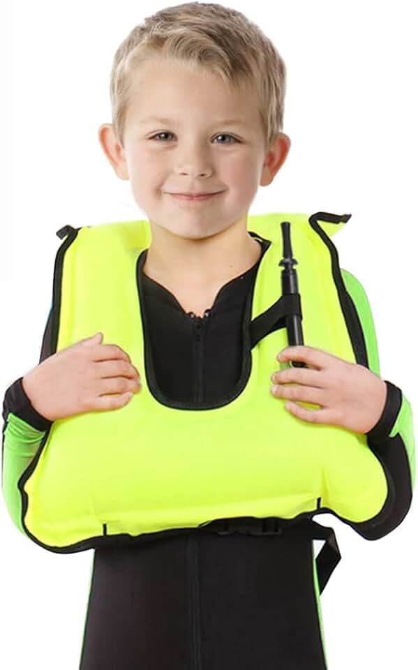 Inflatable Snorkel Vest for Kids, Portable Snorkeling Jackets for 50-110 lbs Boys & Girls