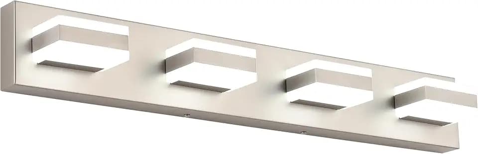 SOLFART Bathroom Vanity Lights Brushed Nickel Light Fixtures for Bathroom Above Mirror 4 Light Led Lights Bath Lighting Fixture Nickel ETL Listed