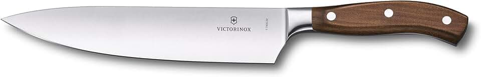 Victorinox Grand Maître Tranchiermesser, Geschmiedete Klinge, Extra Scharf, Rostfreier Stahl, in Geschenkbox, Braun