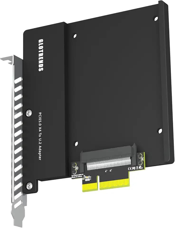 GLOTRENDS PU15 U.2 to PCIe 5.0 X4 Adapter, All-Aluminum Back Panel