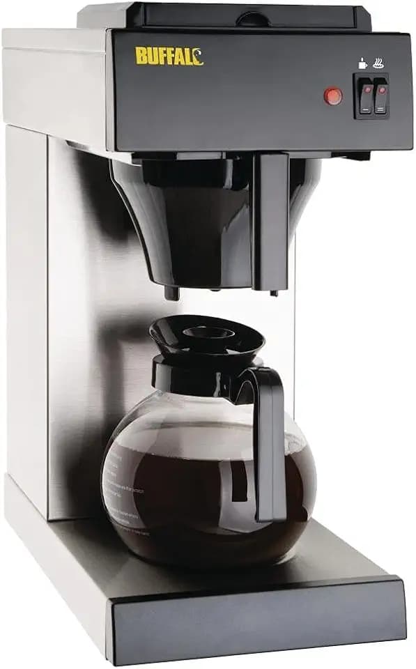 Buffalo 2kW Filterkaffeemaschine 2 Liter, Edelstahl, manuelle Befüllung, unabhängiger Kochplattenschalter, Tropfkaffeemaschine, 85°C bis 98°C, CT815