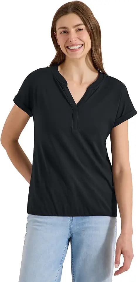 Damen Shirt mit Split Neck im Tunika-Look