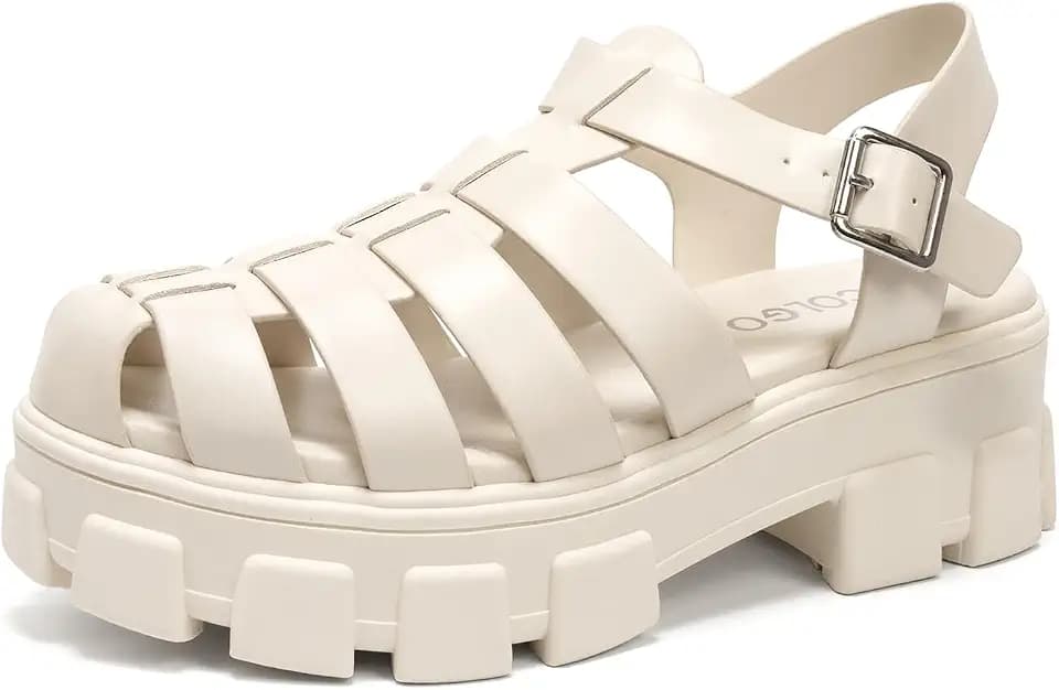 Colgo Womens Platform Wedge Sandals Chunky Block Heeled Adjustable Buckle Fisherman Sandals for Summer