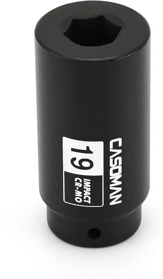 CASOMAN 1/2"Drive 19mm Crank Bolt Socket for Honda, Harmonic Balancer Socket, 3 Times Momentum Power of Standard Impact Sockets, CR-MO