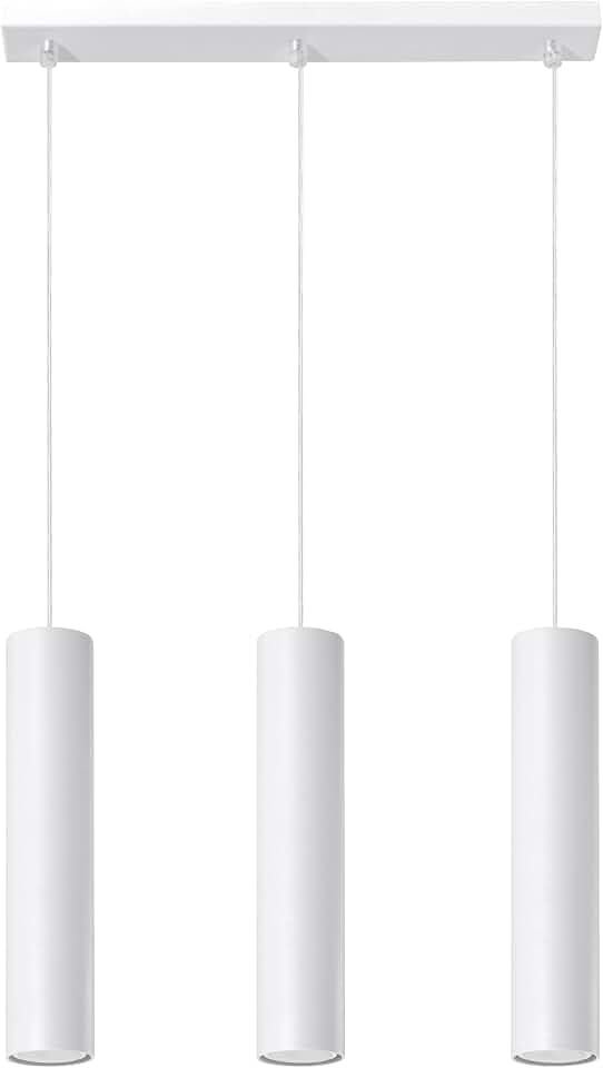 SOLLUX lighting Hängelampe Pendelleuchte Hängeleuchte - Deckenlampe Stahl - 3 Flammig - LED Lampe Glühbirne - Weiß Lagos