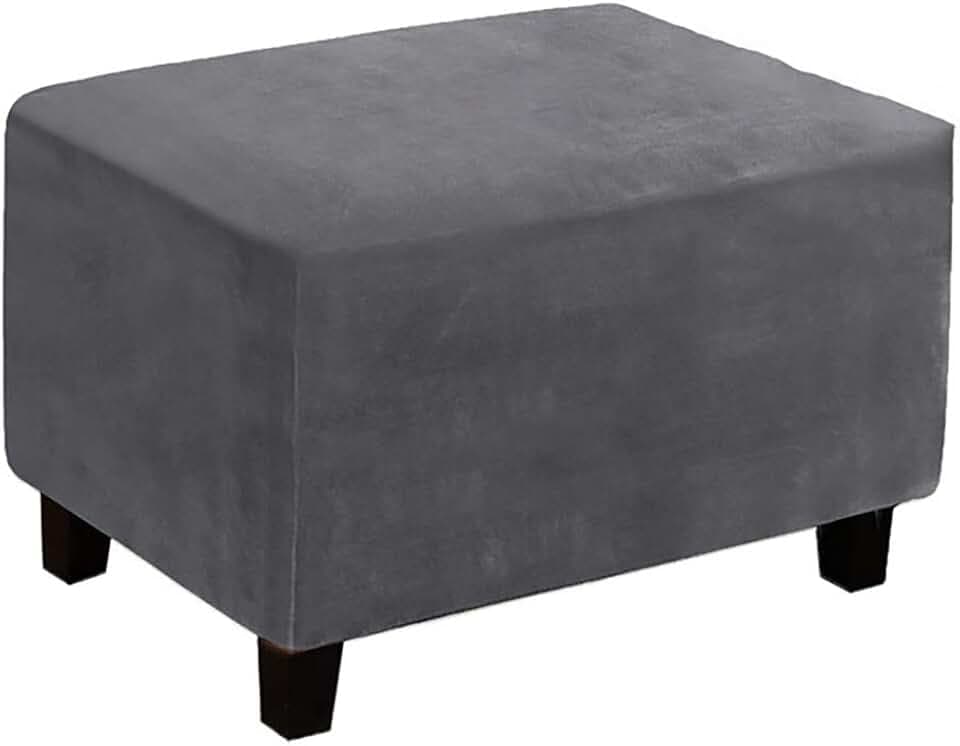 Elastische Sitzbezüge, rechteckig, Samtbezug, weich, elastisch, waschbar, für Wohnzimmer (Grau)