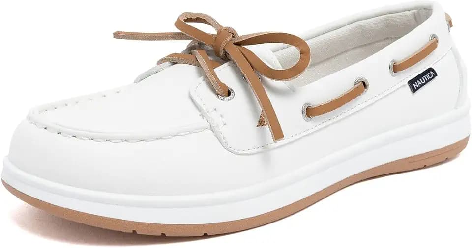 Nautica Women's Casual Boat Shoes, Moc-Toe Loafers with Cushioned Insole, Deck Fashion Sneaker