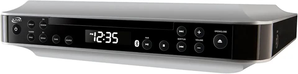iLive Bluetooth Under Cabinet CD Player with FM Radio, Clock & Remote