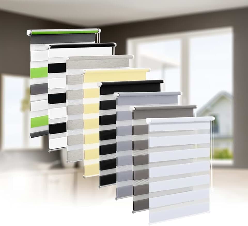 Eurohome Doppelrollo Klemmfix ohne Bohren, Duo Rollo,45cm x 150cm (Stoffbreite 41 cm) Weiß Transparentes und undurchsichtiges Sichtschutz Rollo mit Klemmträgern für Fenster und Türen
