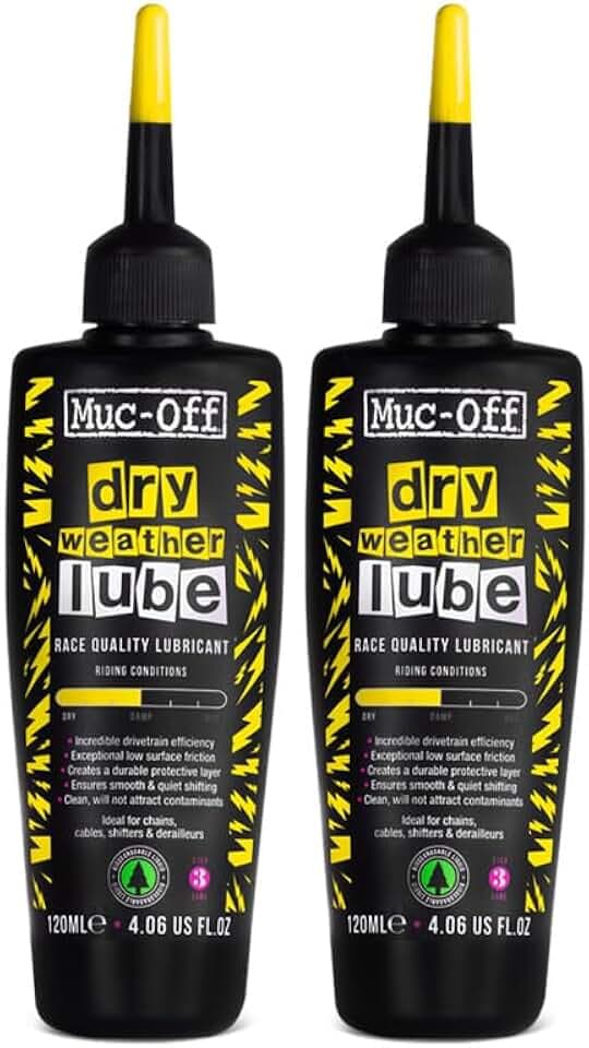Muc-Off Dry Chain Lube Trocken Kettenöl Fahrrad 120 ml, 2 Pack - Biologisch Abbaubares Schmierfett Kettenfett, Für alle Arten von Fahrrädern - Formuliert für Trocke Wetterbedingungen