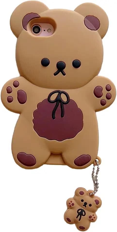 3D Bear Case for iPhone SE 2022/SE 2020,Cartoon Cute Kawaii Character Bow Tie Bear Shape Kids Teens Girls Women Soft Silicone Case for iPhone SE 2022/SE 2020/6 6s 7 8 4.7 inch