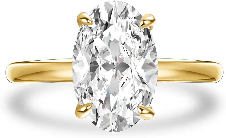 Effinny 925 Silver Solitaire 2/3 Carat Oval Moissanite Engagement Ring