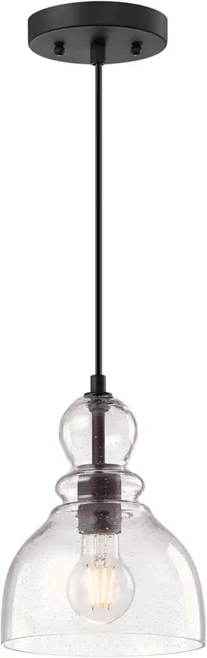 Westinghouse 6132700 Fiona Traditional One Light LED Indoor Mini Pendant, Oil Rubbed Bronze Finish with Highlights, Clear Seeded Glass