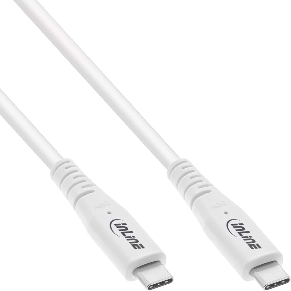 InLine USB4 Kabel, 240W USB-C auf USB-C Ladekabel, PD 3.1, 40 Gb/s, 8K@60Hz, Thunderbolt 3, für Bildschirme, Festplatten, Grafikkarten, Smartphones und mehr, 1,5m, weiß, 35904W